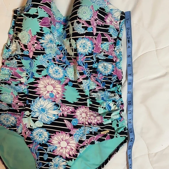 Sunseeker teal floral one piece women’s swimsuit size 14 - Picture 12 of 12